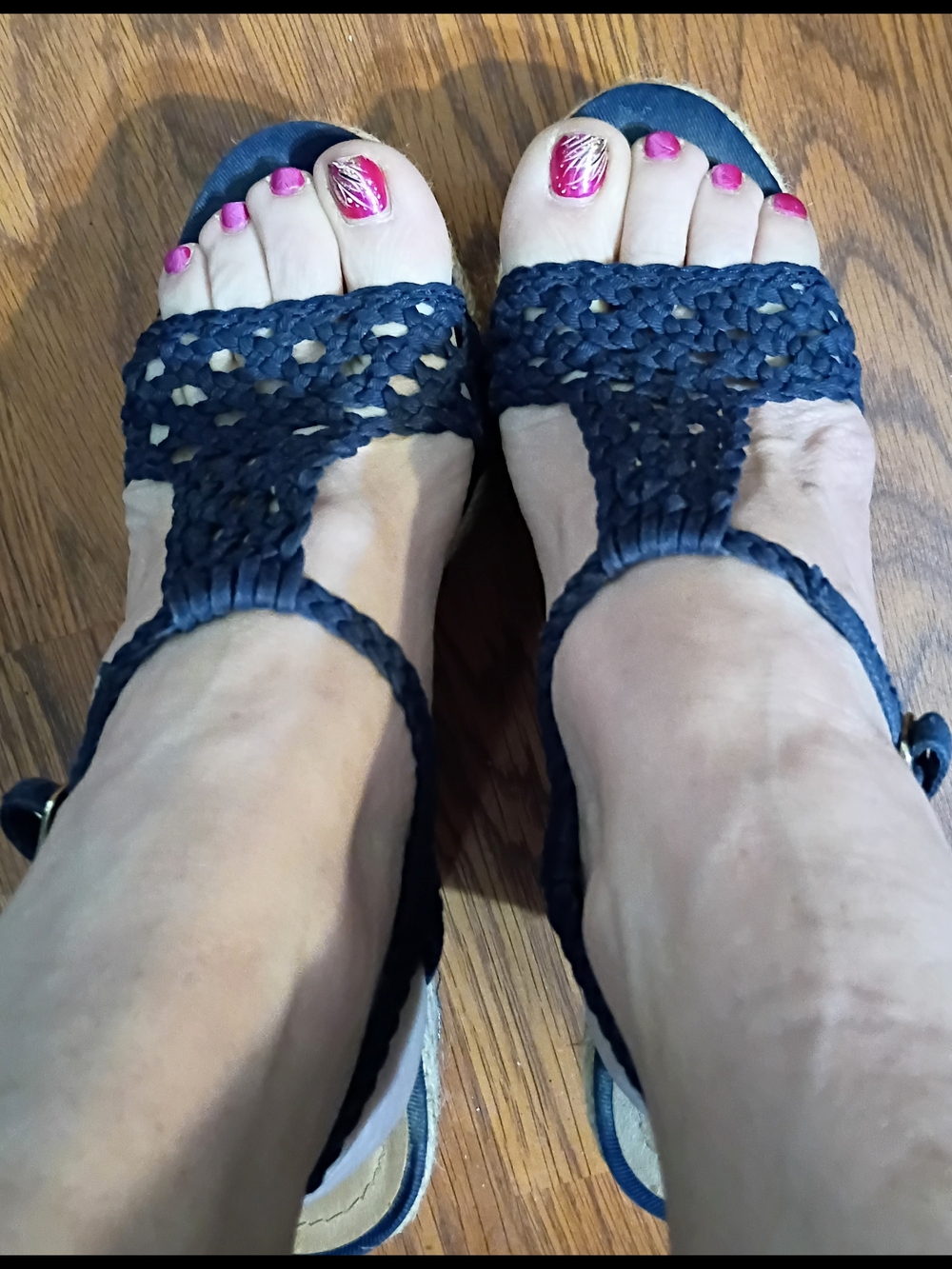 Steve Madden Navy Braided T-Strap Sandals